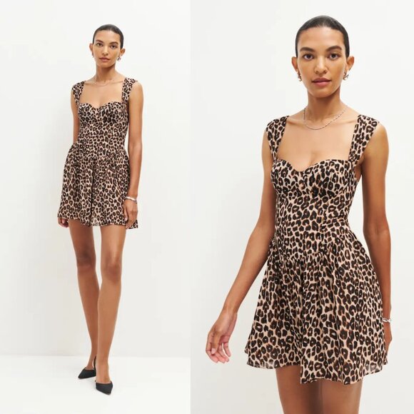Reformation Dresses & Skirts - Reformation | NWT Taiga Fit & Flare Mini Dress in Leo Leopard Print Size 10 $218